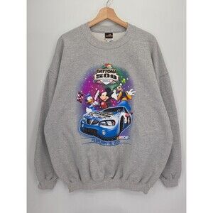 Vintage Y2K 2004 Disney Daytona 500 NASCAR Graphic Crewneck Sweatshirt Size XL